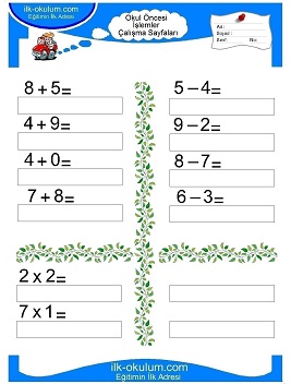 Çocuklar İçin toplam işlemi yaprak testleri 